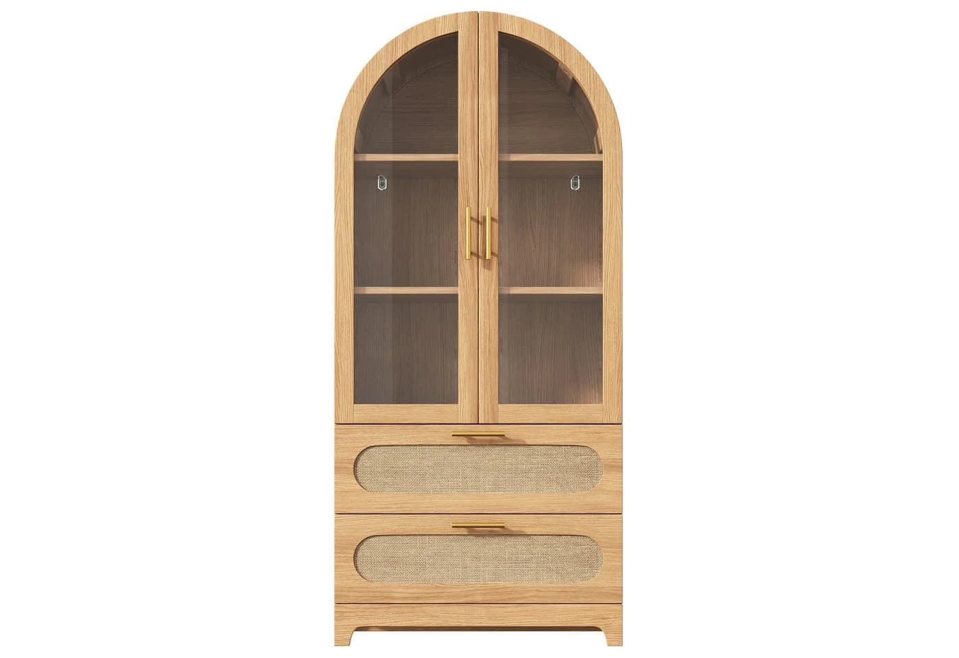 Flieks Vitrine Montmartre-Bogen Retro Walnussholzfarbe Glastüren - Bild 4