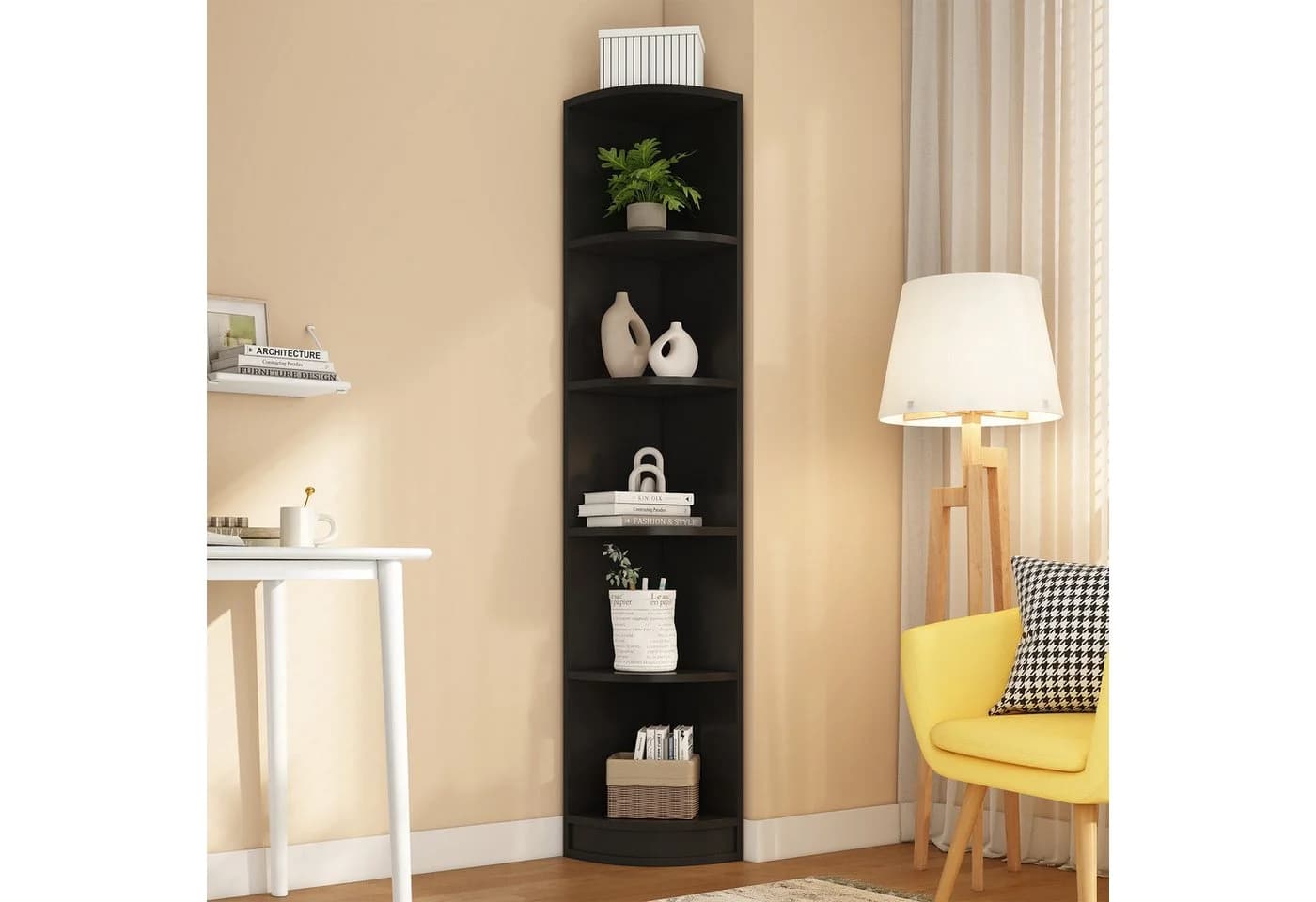Flieks Bücherregal Eckregal Schwarz 6 Ebenen - Bild 2