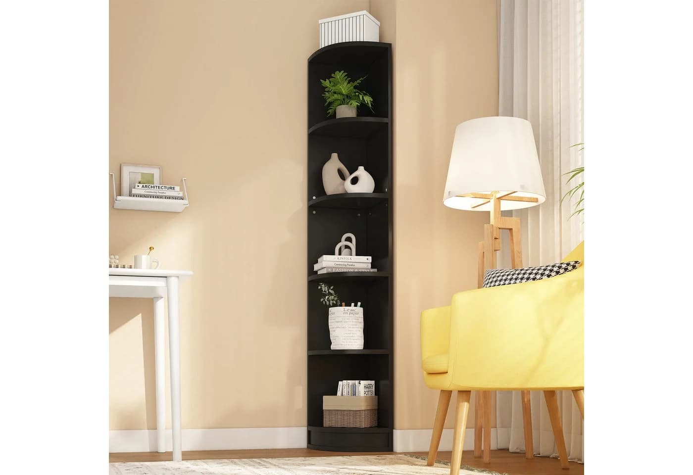 Flieks Bücherregal Eckregal Schwarz 6 Ebenen - Bild 3