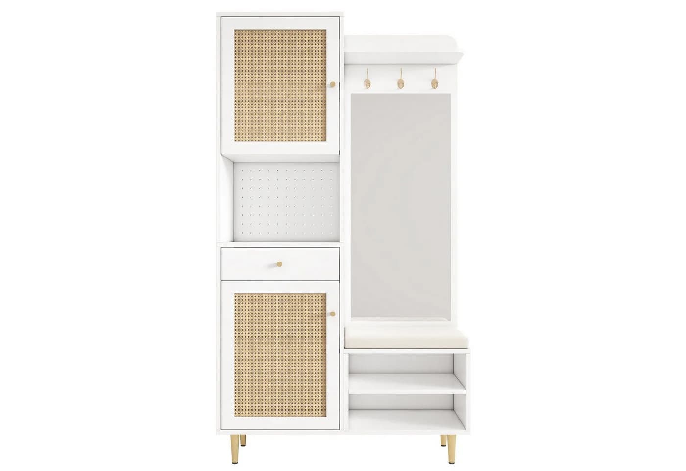 Flieks Garderobenschrank Weiß mit Spiegel, Haken & Schuhregal - Bild 5
