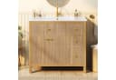 Flieks Waschtischunterschrank mit Waschbecken Eichenfarbe Soft-Close Bild 2