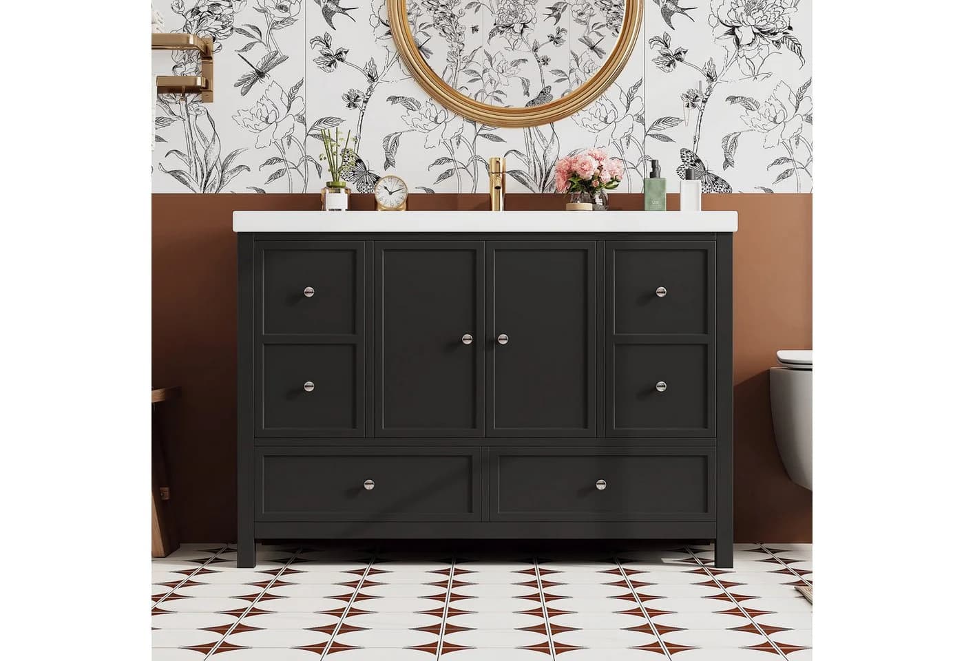 Flieks Waschtischunterschrank mit Waschbecken Schwarz 120cm