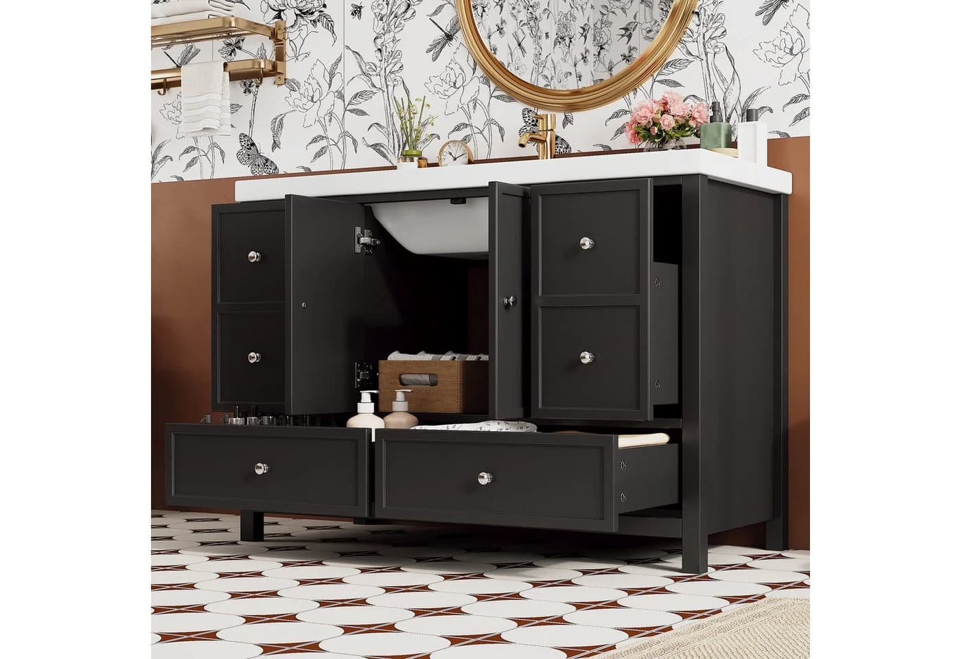 Flieks Waschtischunterschrank mit Waschbecken Schwarz 120cm - Bild 2