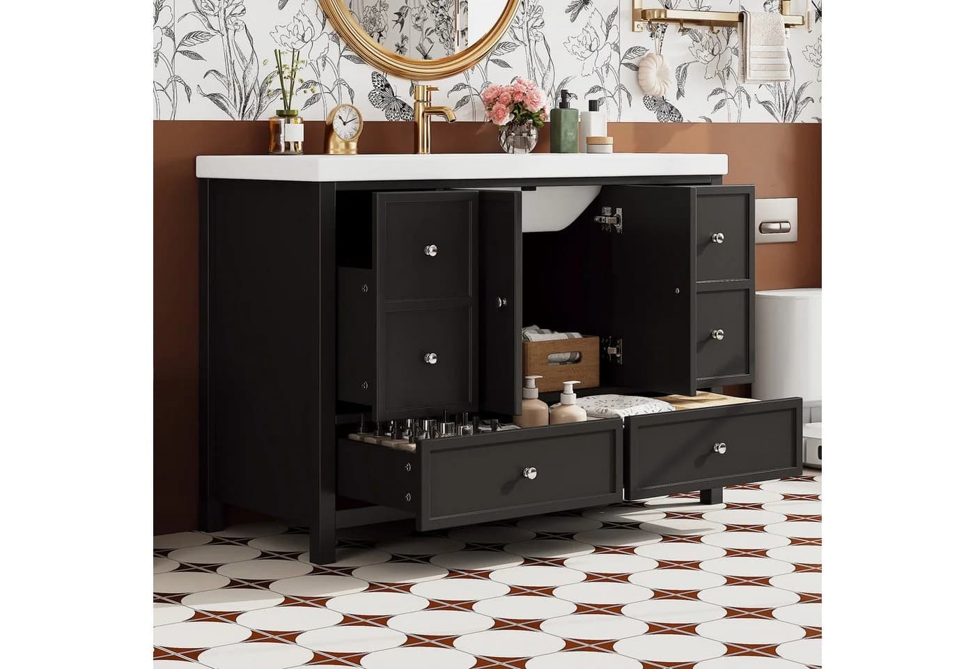 Flieks Waschtischunterschrank mit Waschbecken Schwarz 120cm - Bild 4