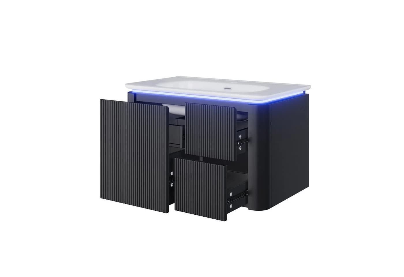 Flieks Waschtischunterschrank mit LED & Radar-Sensor, Schwarz, inkl. Waschbecken - Bild 5