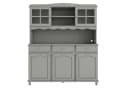 Flieks Küchenbuffet Hochschrank Graugrün mit Glastüren und LED-Beleuchtung Bild 4