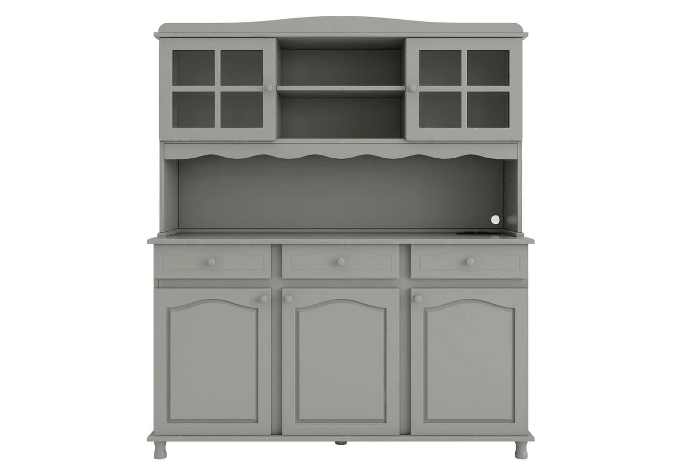 Flieks Küchenbuffet Hochschrank Graugrün mit Glastüren und LED-Beleuchtung - Bild 4