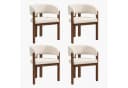Flieks 4er Set Esszimmerstühle Armlehnstuhl Massivholz Beige Bouclé Bild 3