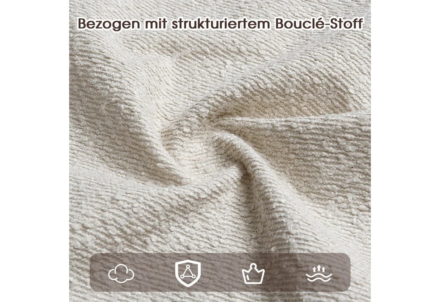 Flieks 4er Set Esszimmerstühle Armlehnstuhl Massivholz Beige Bouclé - Bild 5
