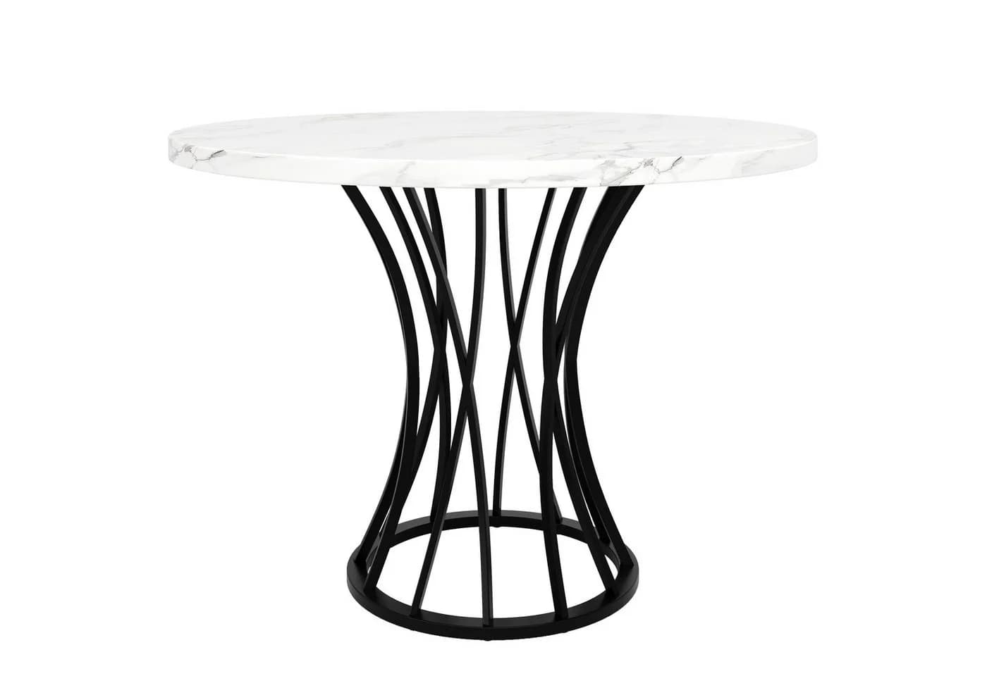 Flieks Runder Esstisch Weiß Marmoroptik Metallbeine Modern - Bild 3