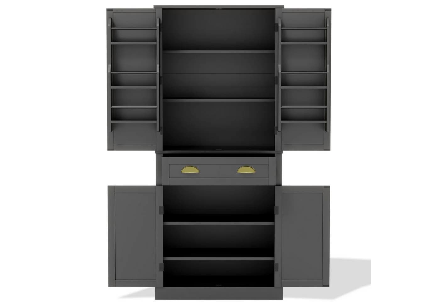 Flieks Mehrzweckschrank 4 Türen Weiß/Schwarz mit Schublade - Bild 4