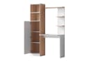 Flieks Schreibtisch Computertisch mit Hochschrank und Ablagen - Weiß Holzoptik Bild 4