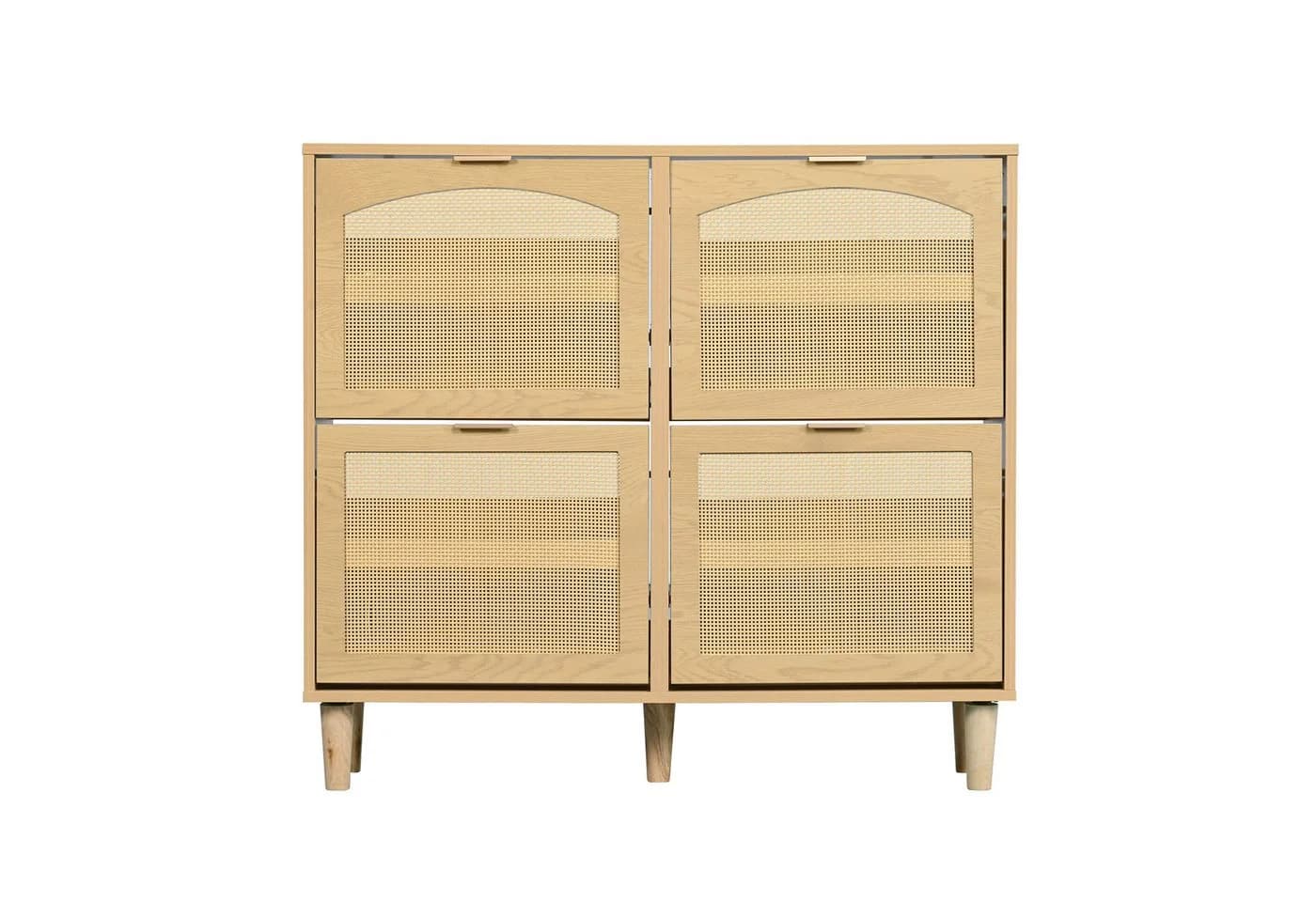 Flieks Schuhschrank 4 Rattan-Klappen Massivholzbeine gold - Bild 4