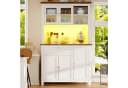 Flieks Küchenbuffet Hochschrank weiß mit LED-Beleuchtung und Glastüren Bild 3