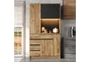 Flieks Küchenbuffet 105 cm Holzoptik mit Schubladen, Türen, LED & Steckdose Bild 1