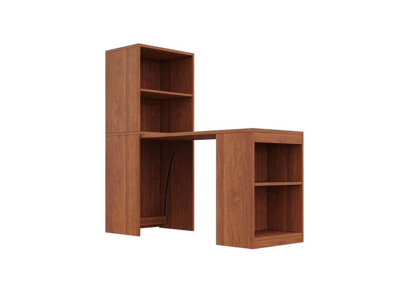 Flieks Regal-Schreibtisch L-Form mit Rollen & Bücherregal Walnussholz - Bild 4