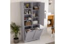 Flieks Badkommode Hochschrank Grau mit Wäschekorb & 7 Fächern Bild 3