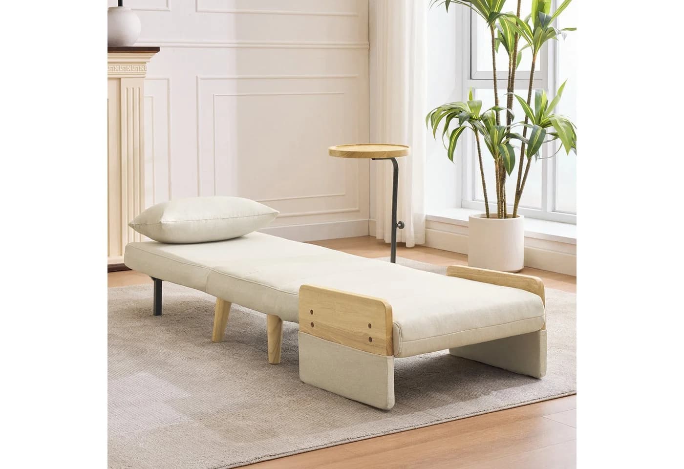 Flieks Loungesessel 3-in-1 mit Schlaffunktion Beige Leinen - Bild 4