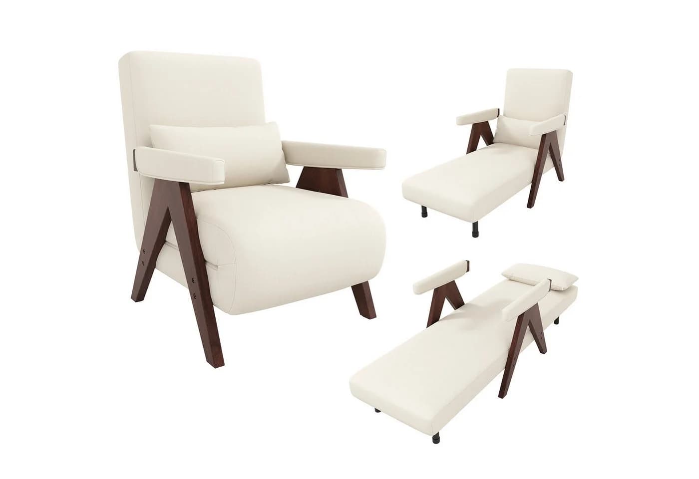 Flieks Loungesessel 3-in-1 mit Schlaffunktion Braun/Beige - Bild 2