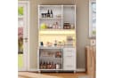 Flieks Küchenbuffet Weiß mit LED, Steckdosen & Rattan Bild 1