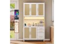 Flieks Küchenbuffet Weiß mit LED, Steckdosen & Rattan Bild 2