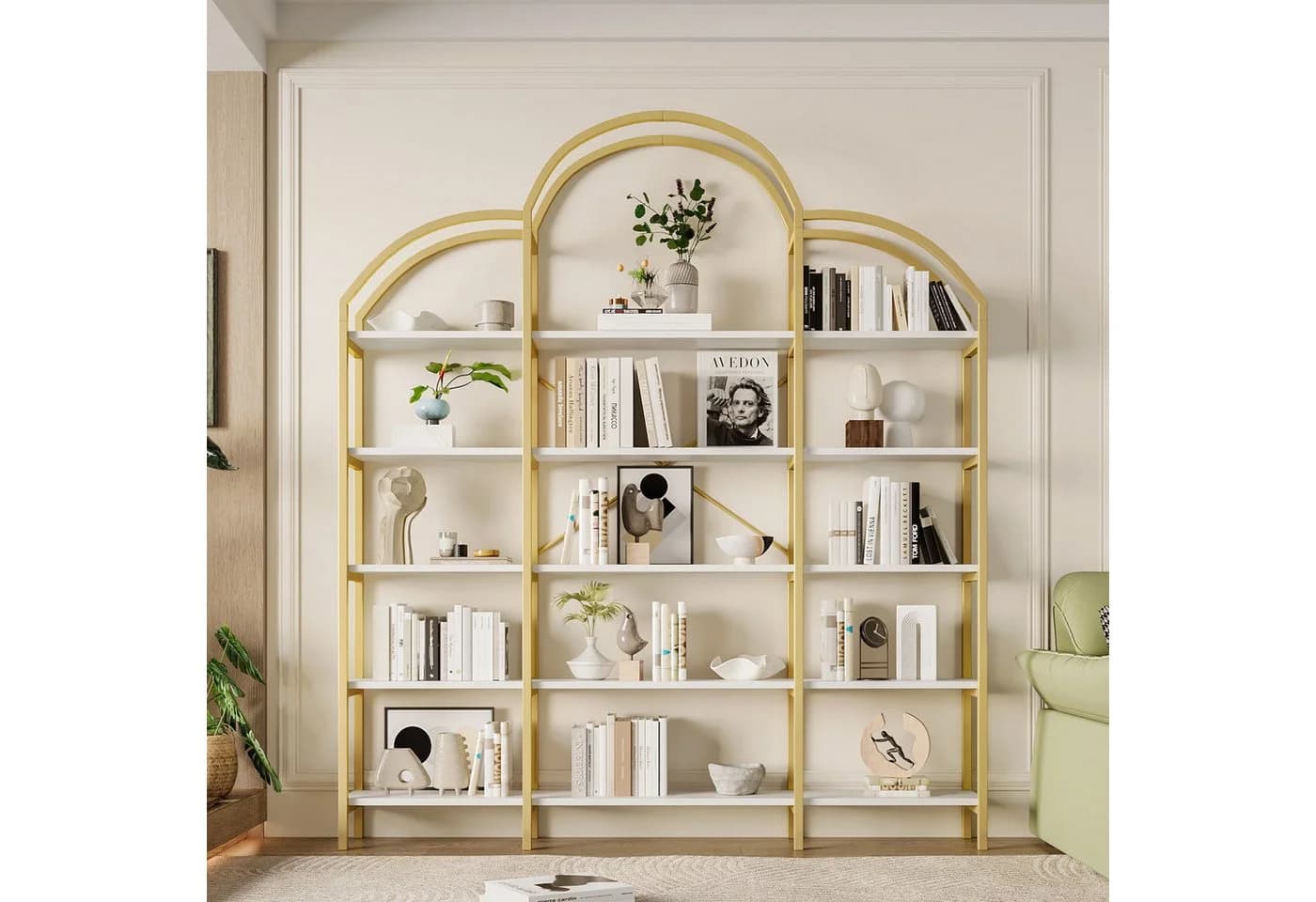 Flieks Bücherregal 5-stöckig Wolkenform Gold/Weiß