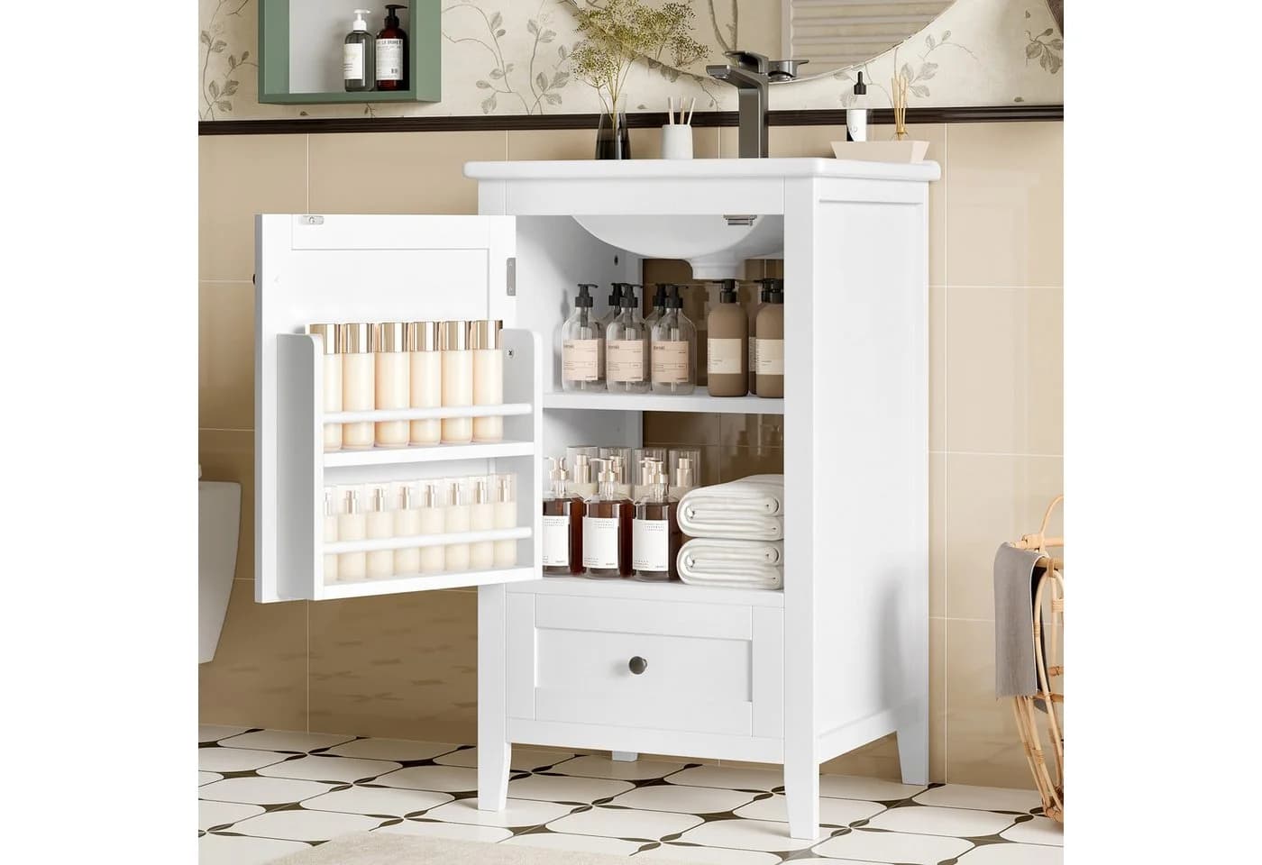 Flieks Waschtisch Weiß mit Schublade und Ablage - Bild 3