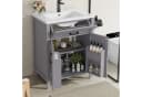 Flieks Waschtischunterschrank Grau mit Waschbecken und Klappen Bild 2