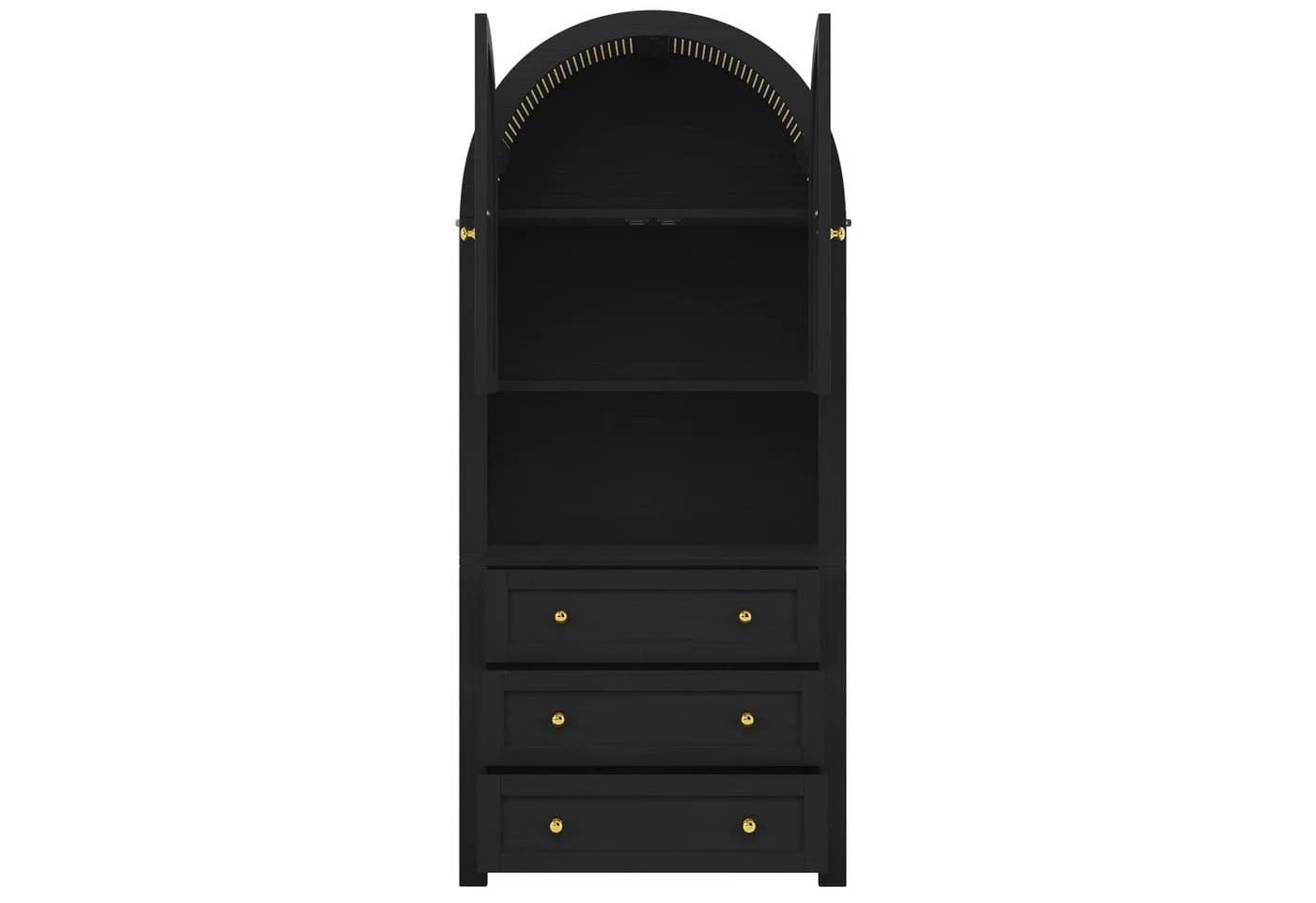 Flieks Bogen-Hochschrank Schwarz mit Schubladen und Türen - Bild 4