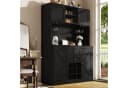 Flieks Küchenbuffet Hochschrank Schwarz mit Weinregal & Gläserhalter Bild 1