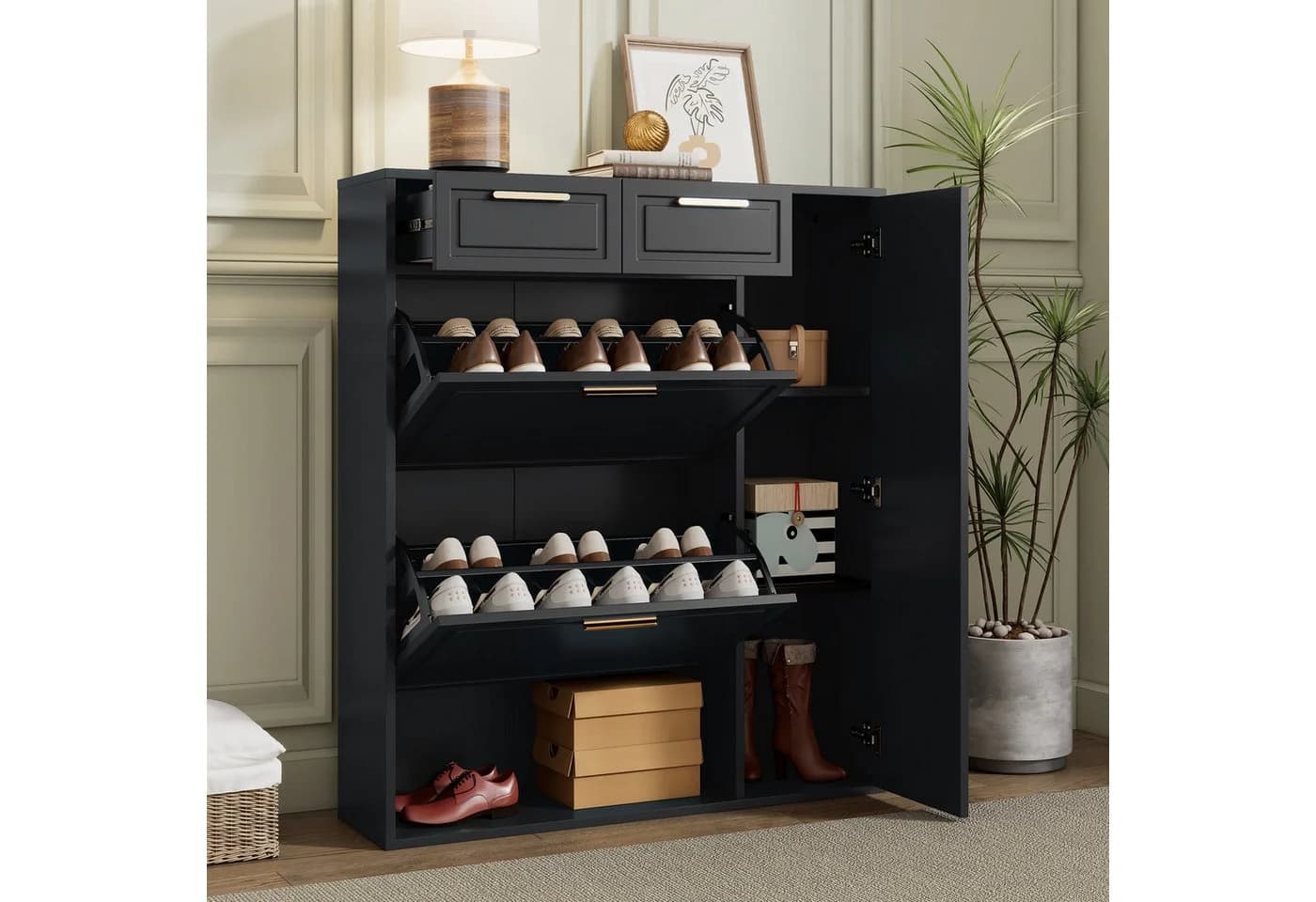 Flieks Schuhschrank Weiß/Schwarz - Bild 2