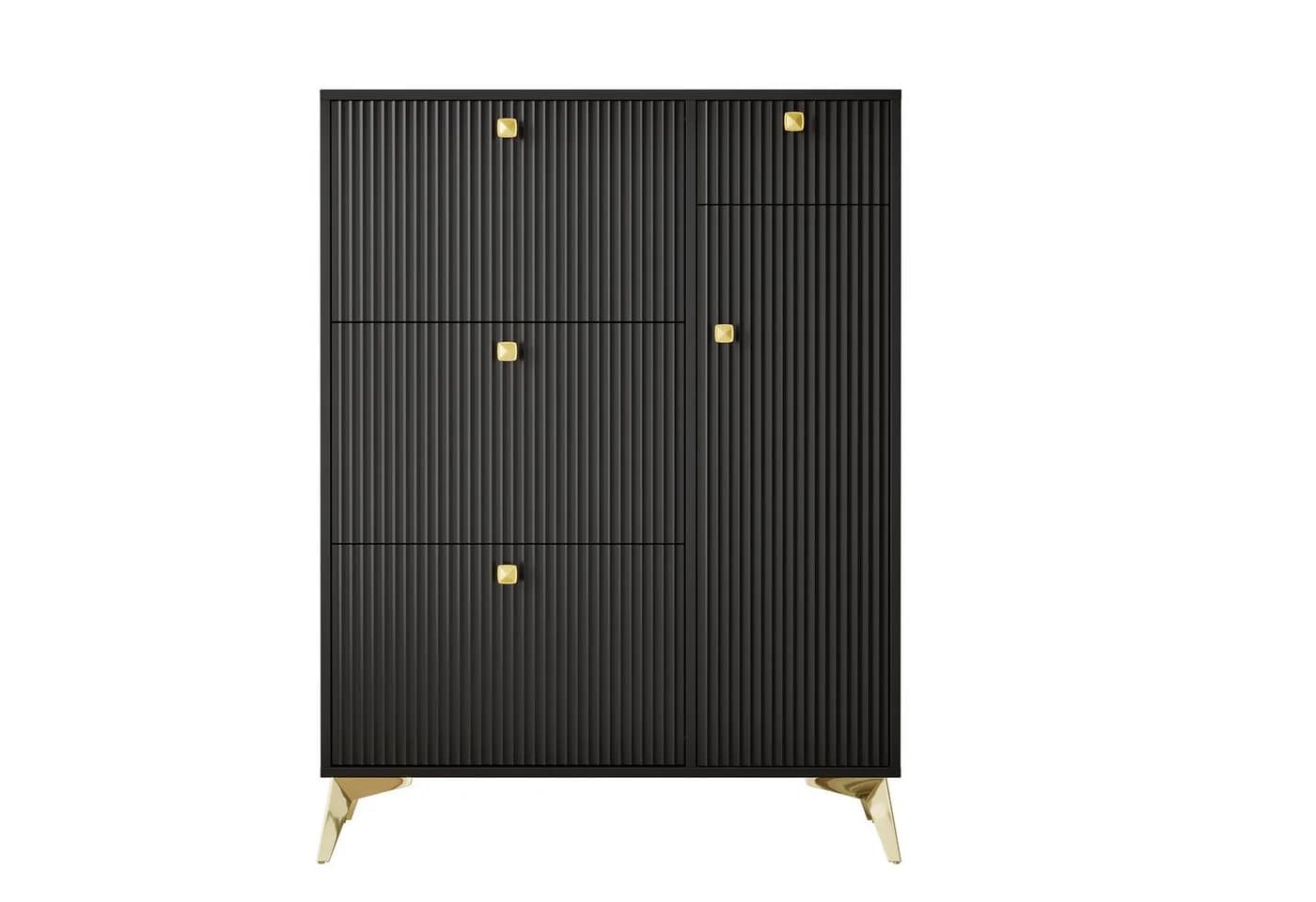 Flieks Schuhschrank mit 3 Klappen 1 Schublade Schwarz - Bild 3