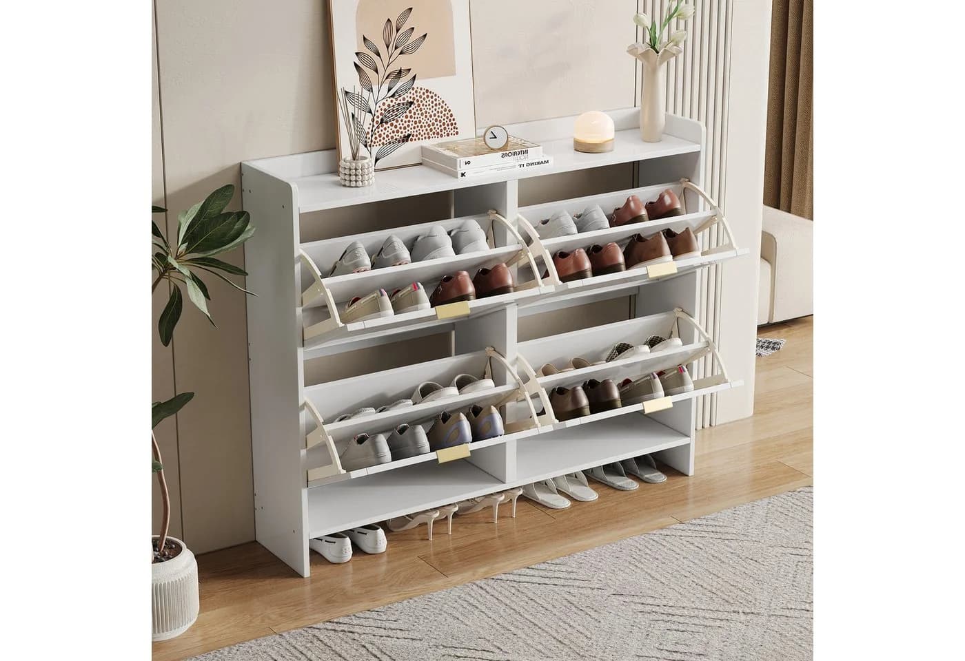 Flieks Schuhschrank Weiß mit 4 Klappen und Schubladen - Bild 2