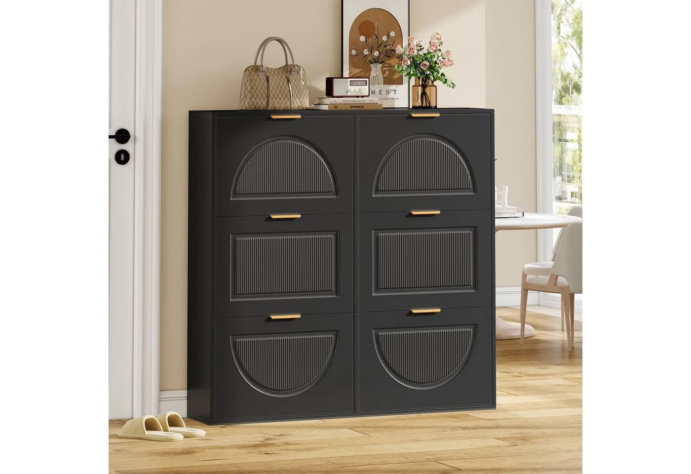 Flieks Schuhschrank Schwarz 6 Klappen - Bild 3