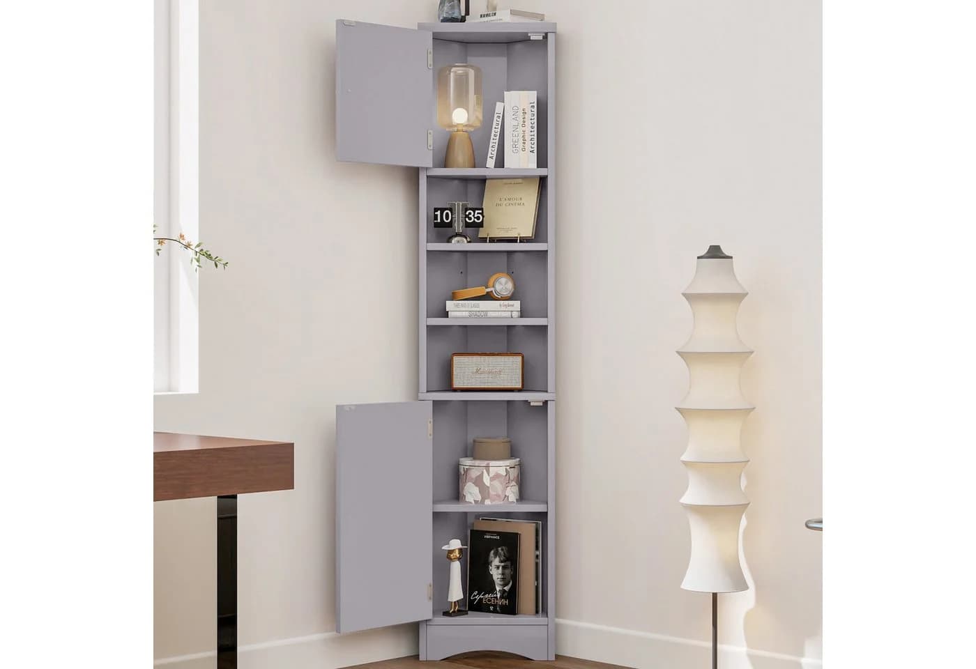 Flieks Badkommode Eckschrank Grau Modern 2 Türen - Bild 3