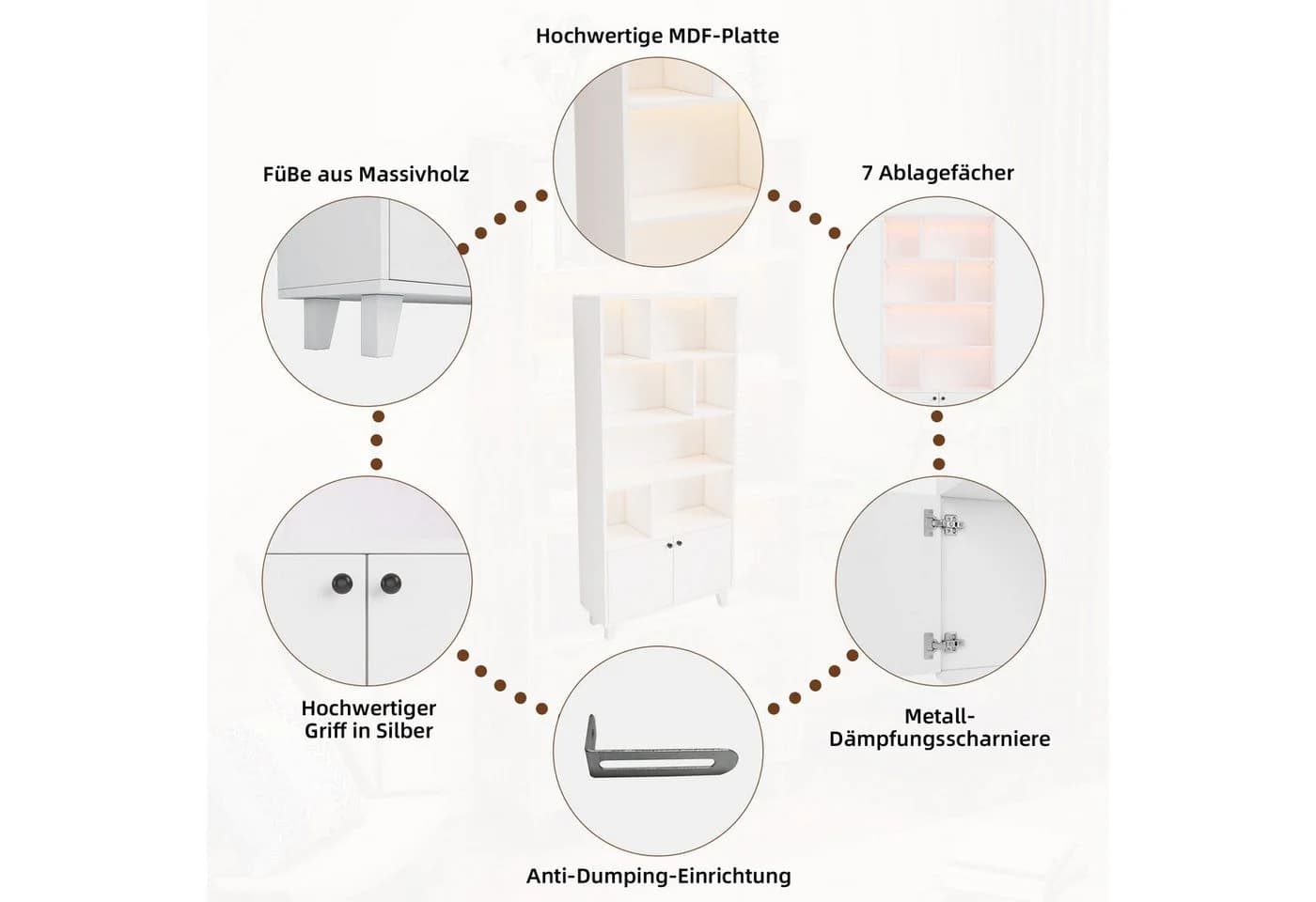 Flieks Bücherregal Hochschrank mit LED-Beleuchtung - Bild 5