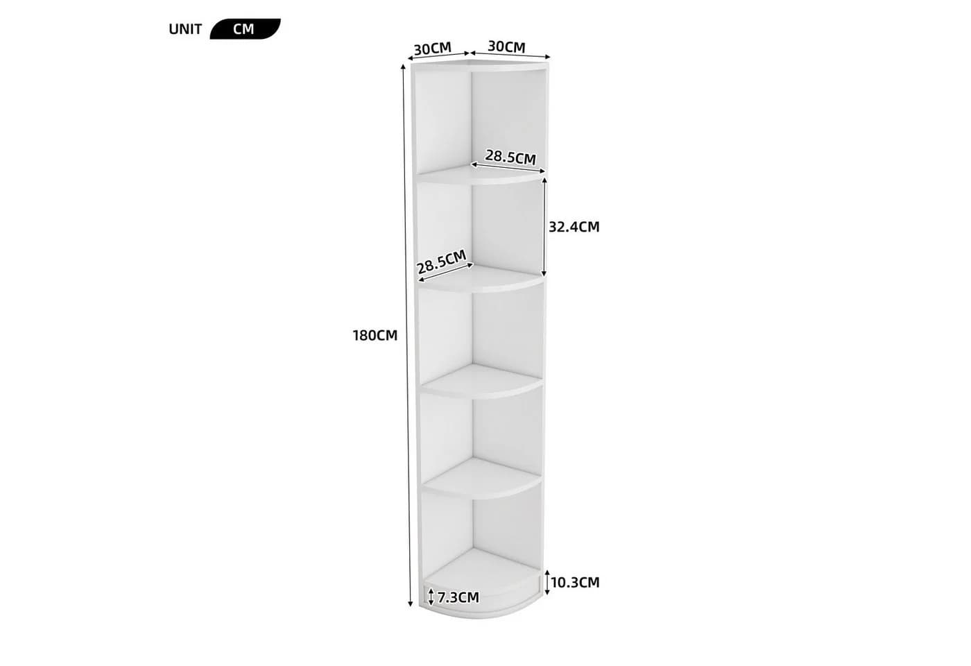 Flieks Bücherregal Hochschrank Holzschrank Lagerregal, Weiß - Bild 4