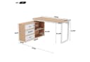 Flieks Eckschreibtisch Schreibtisch/Kommode mit Schubladen, L-förmig Bürotisch, Natur/Weiß Bild 5