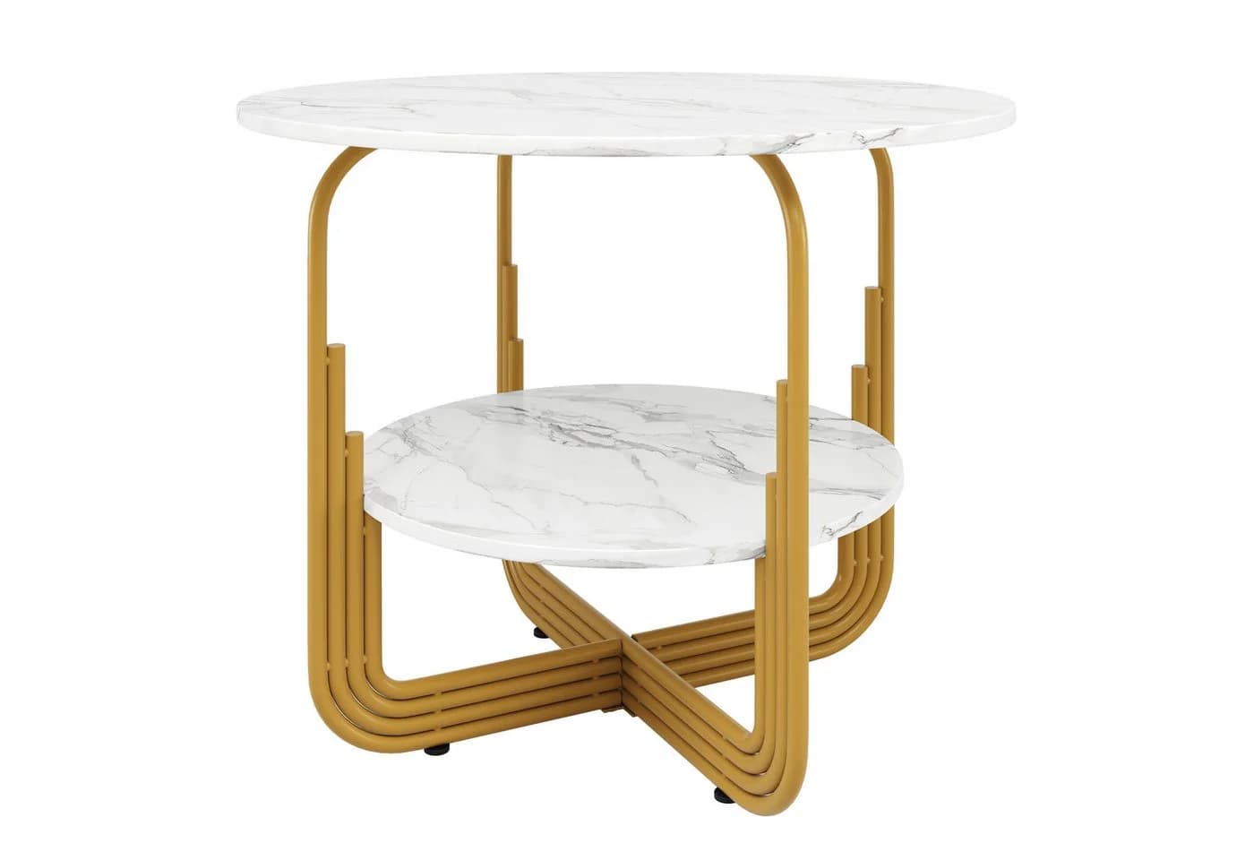 Flieks Esstisch mit Stauraum 80x76 cm Weiß Marmoroptik Metallbeine - Bild 3