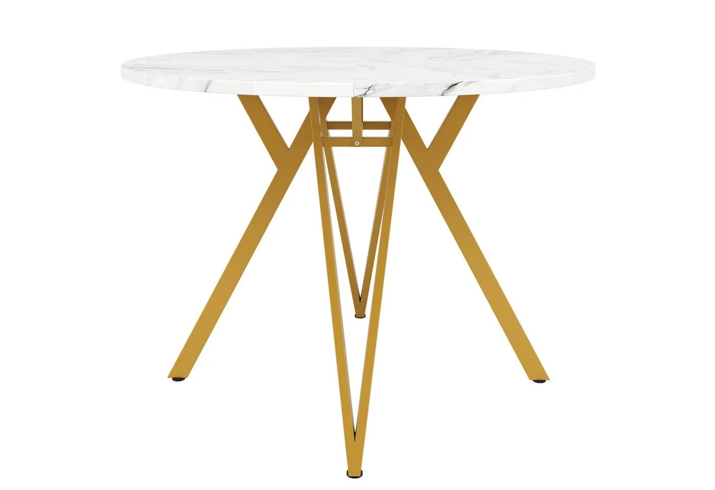 Flieks Runder Esstisch Weiß Gold Marmoroptik Modern - Bild 3