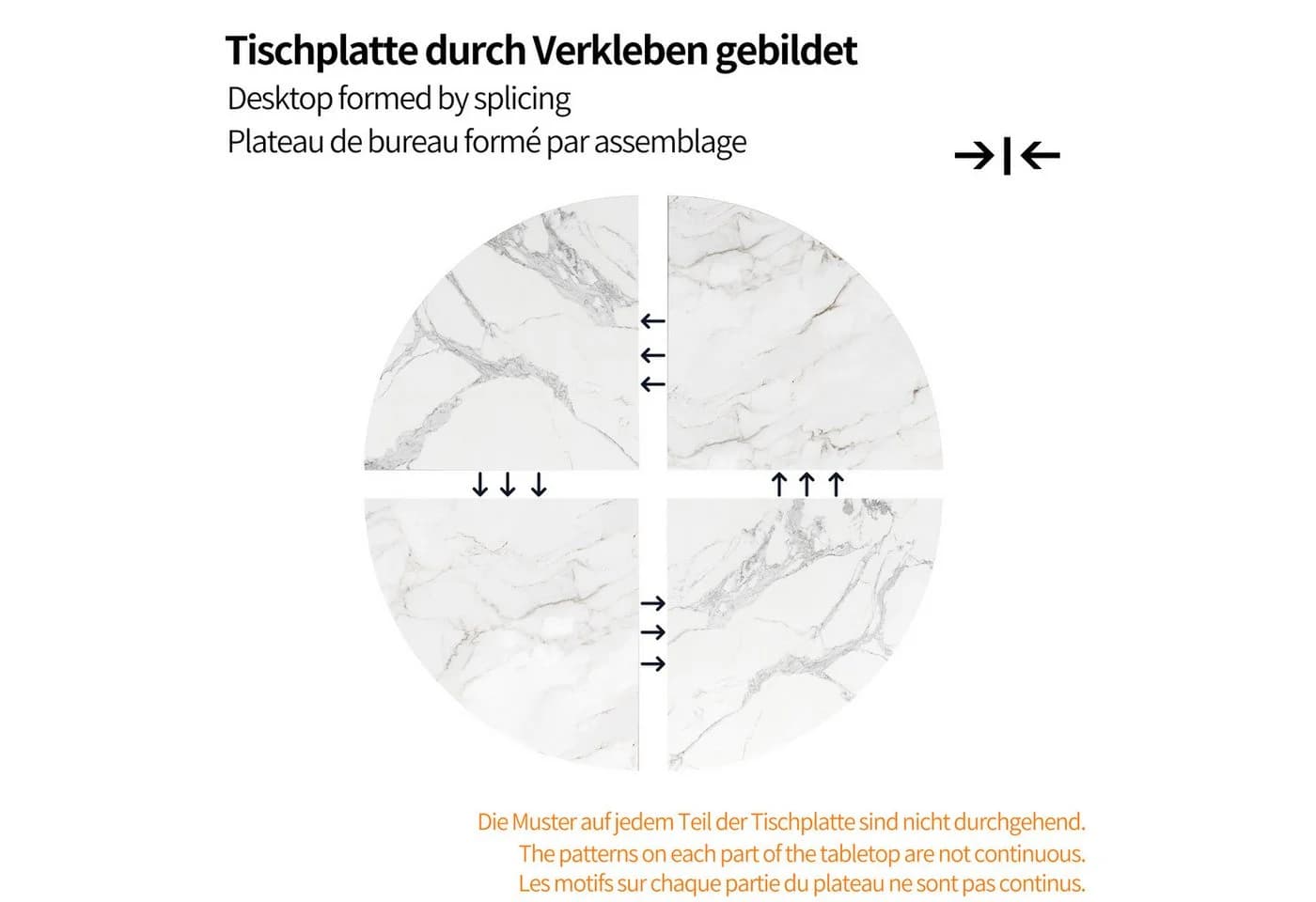 Flieks Runder Esstisch Weiß Gold Marmoroptik Modern - Bild 5
