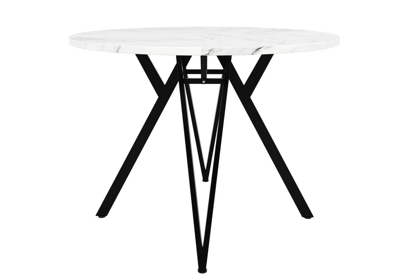 Flieks Runder Esstisch Weiß/Schwarz MDF Metall - Bild 3