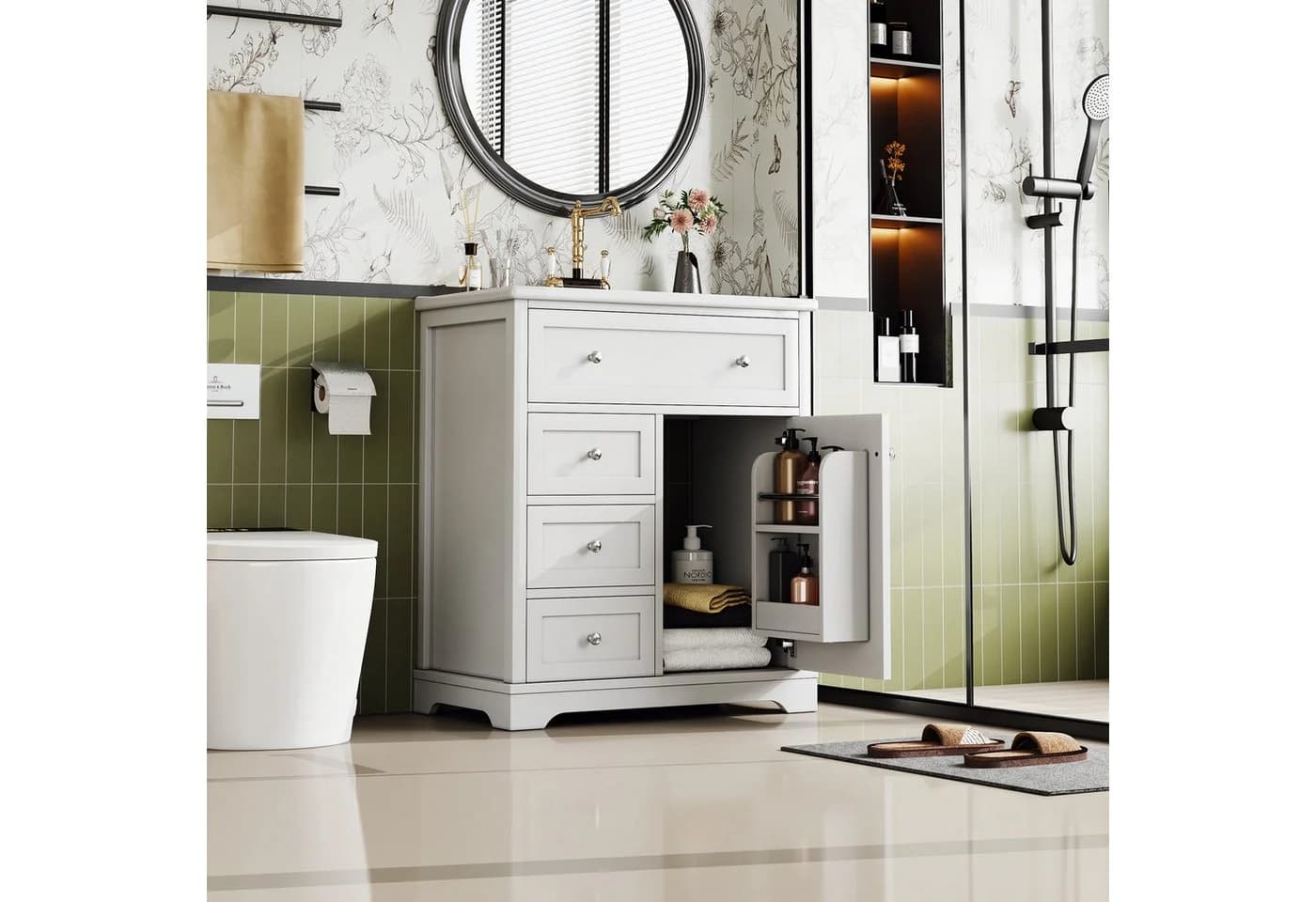 Flieks Waschtischunterschrank mit Waschbecken Weiß Soft-Close - Bild 3