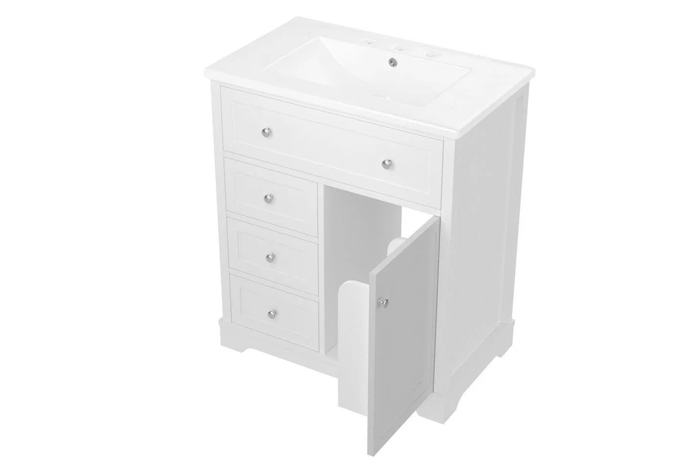 Flieks Waschtischunterschrank mit Waschbecken Weiß Soft-Close - Bild 4