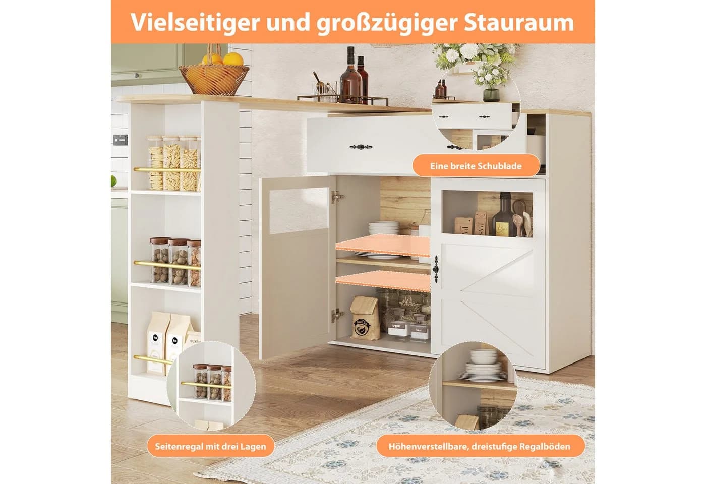 Flieks Bartisch 360° drehbar Stehtisch mit Kommode - Bild 5