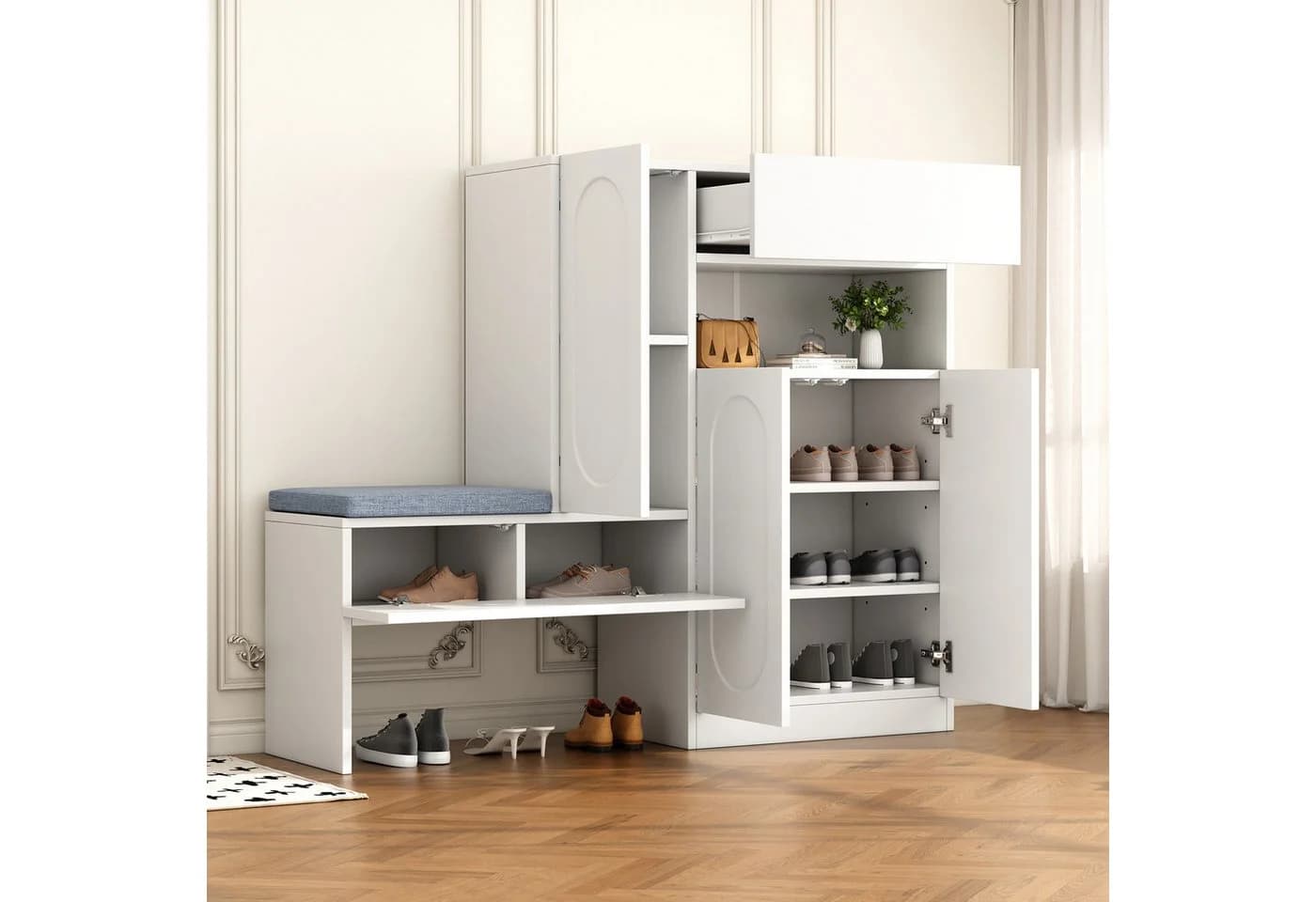 Flieks Schuhschrank mit gepolsterter Sitzbank Weiß - Bild 2