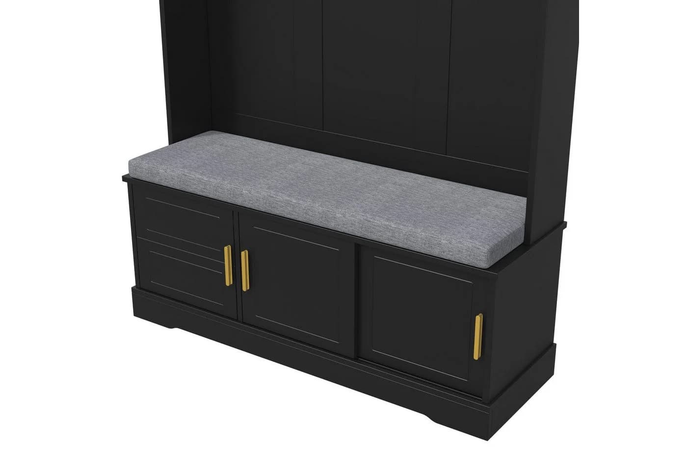 Flieks Garderoben-Set mit Schuhschrank, Sitzbank, Haken, Türen, Schwarz - Bild 5