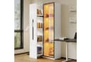 Flieks Glasvitrine Hochschrank mit LED, Rollen & Glastür Bild 2