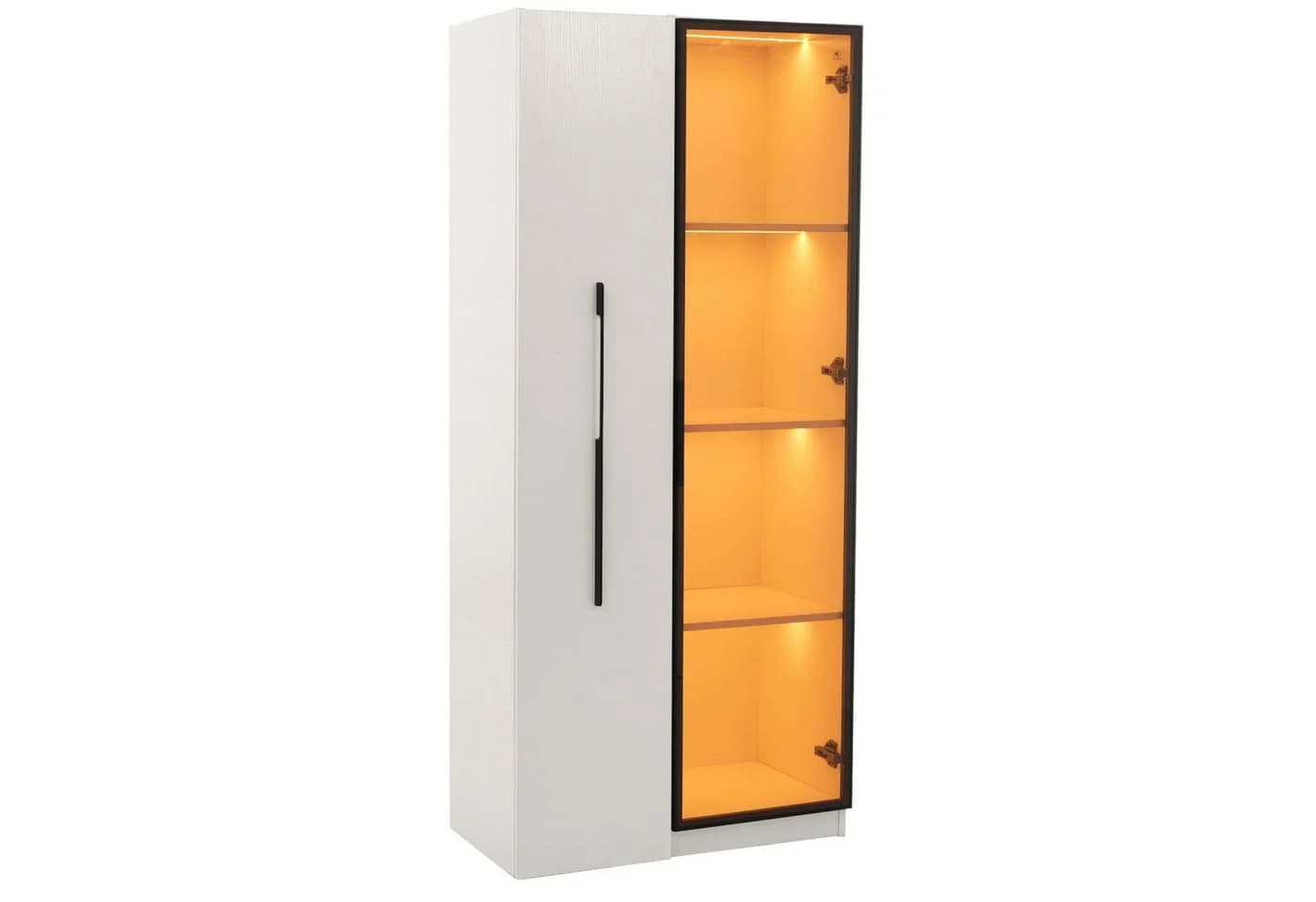 Flieks Glasvitrine Hochschrank mit LED, Rollen & Glastür - Bild 4
