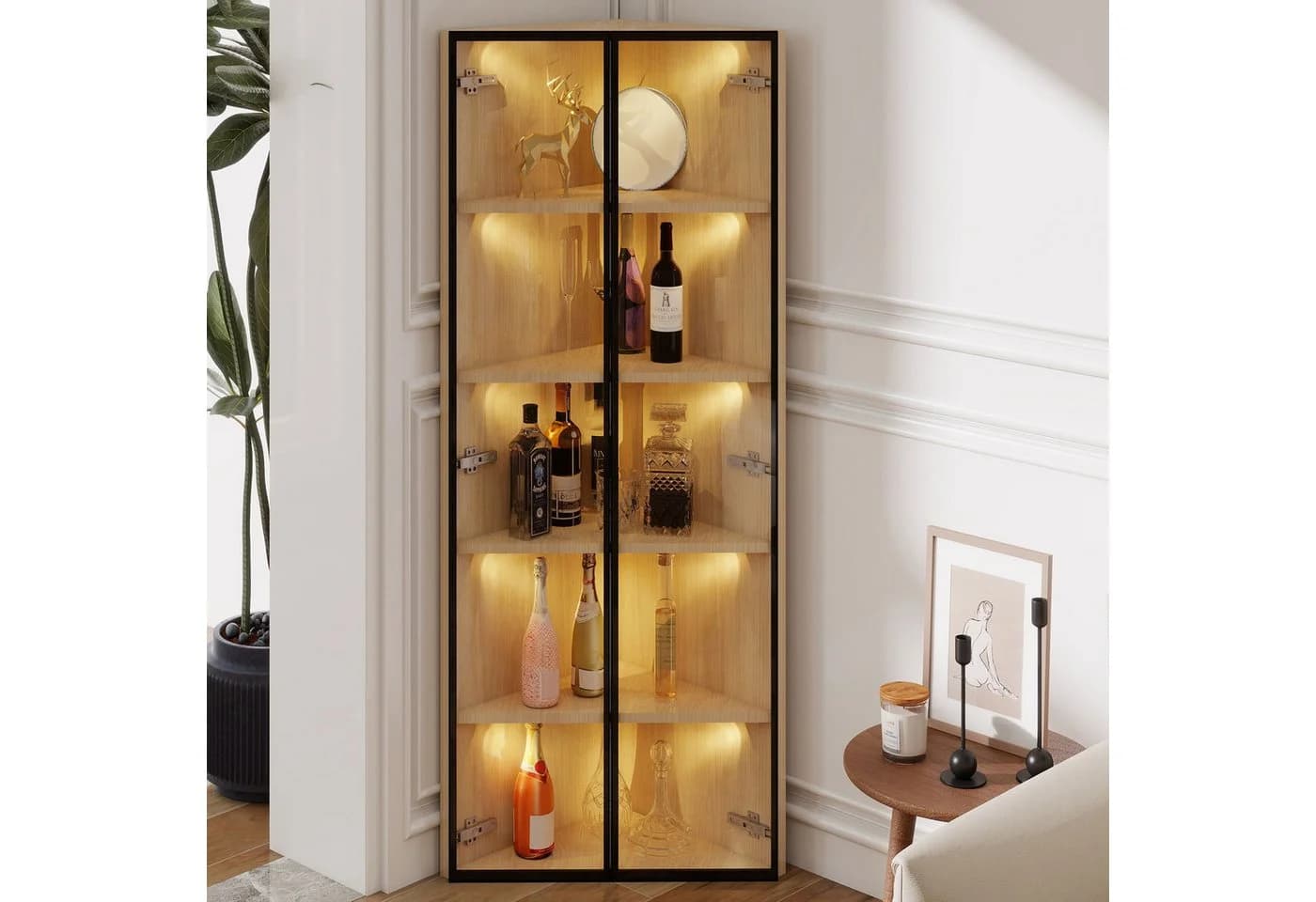 Flieks Glasvitrine Eckvitrine mit LED-Beleuchtung und 5 Fächern - Bild 2
